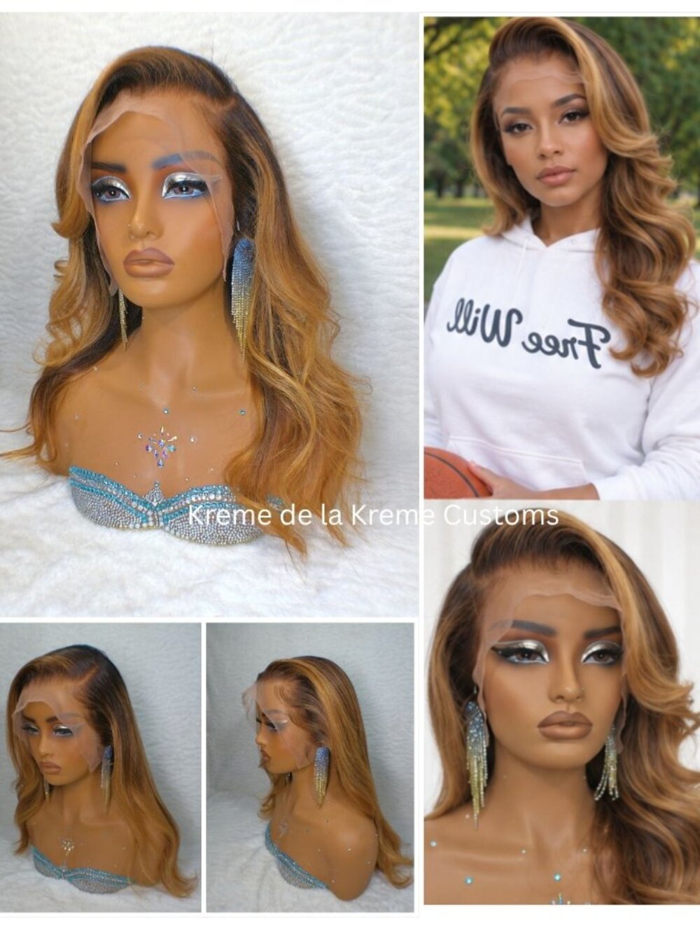 1b/30/27 Ombre Highlighted 13x6 Lace Wig Bleached Knots 18 Inches